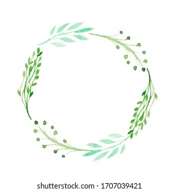 Watercolor Illustration Spring Floral Frame. Hand-painted Clipart Greenery Wreath For Wedding Invitations, Parties, Birthday Parties