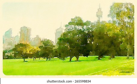 Watercolor Illustration Sydney Central Park