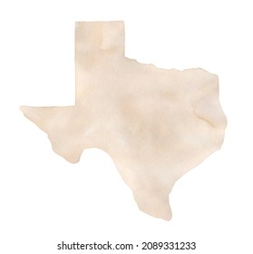 Watercolor illustration Texas Map