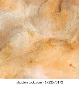 Watercolor Illustration Texture. Watercolor Transparent Stain. Blur, Spray. Ocher And Gray.