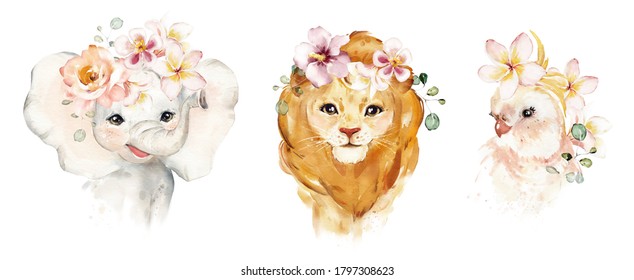Watercolor illustration tropical animal