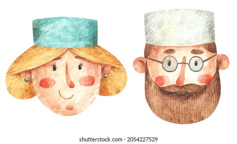 Watercolor illustration of two doctors. Hand-drawn illustrations. - Powered by Shutterstock