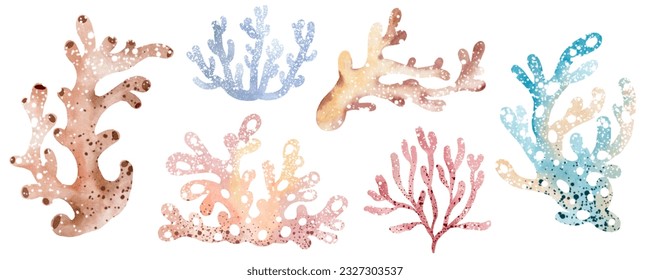 Watercolor illustration underwater sea