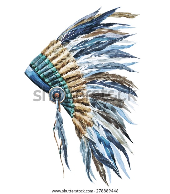 Watercolor Illustration War Bonnet Stock Illustration 278889446