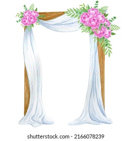 Watercolor Illustration Wedding Flower Arch Stock Illustration ...