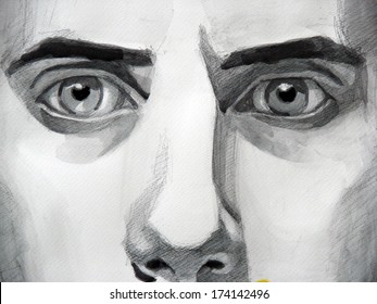 watercolor illustration young mans eyes | handmade | self made | painting 