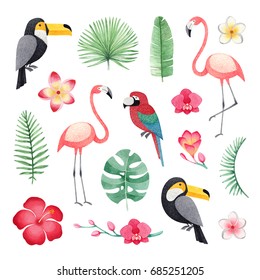 Seamless Tropical Pattern Cute Animal Characters Stock Vector (Royalty ...