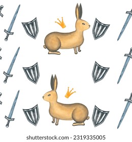 Watercolor illustrations rabbits 