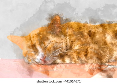 1,862 Cat sleeping watercolor Images, Stock Photos & Vectors | Shutterstock