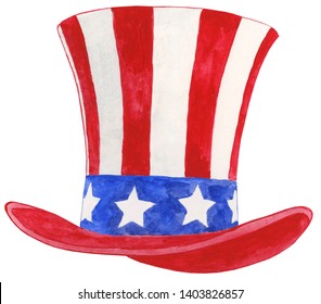 Watercolor Independence Day Hat Illustration, Independence Day Hat Clipart
