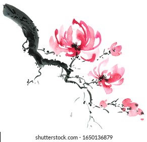 梅 水墨画 の画像 写真素材 ベクター画像 Shutterstock