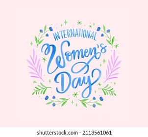 Watercolor International Womens Day Lettering 