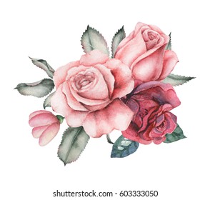 Watercolor Invitation Design Bouquet Flowers Hand Stock Illustration ...
