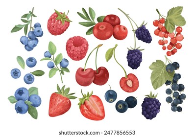 Watercolor isolated berries illustration set on white background. - Powered by Shutterstock