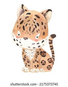 Watercolor jaguar illustration for kids