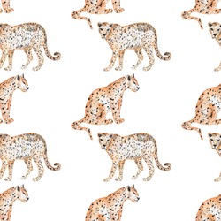 Watercolor Jungle Leopard Digital Paper, Safari Animal Pattern, African Wild Cat, Tropical Jaguar, Cheetah, Printing Design For Fabric, Scrapbook Paper