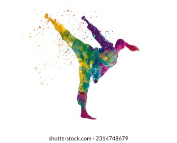 Artes marciales de karate color agua con colores vivos