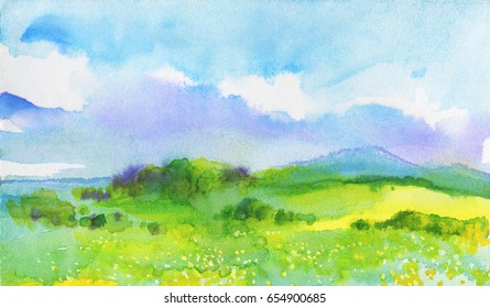 blue and green small sky drawing 1 Sky watercolor