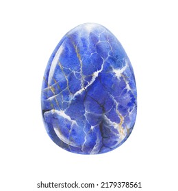 Watercolor Lapis Lazuli Gemstone. Blue Mineral Stone. Healing Crystal. Zodiac Stone, Birthstone