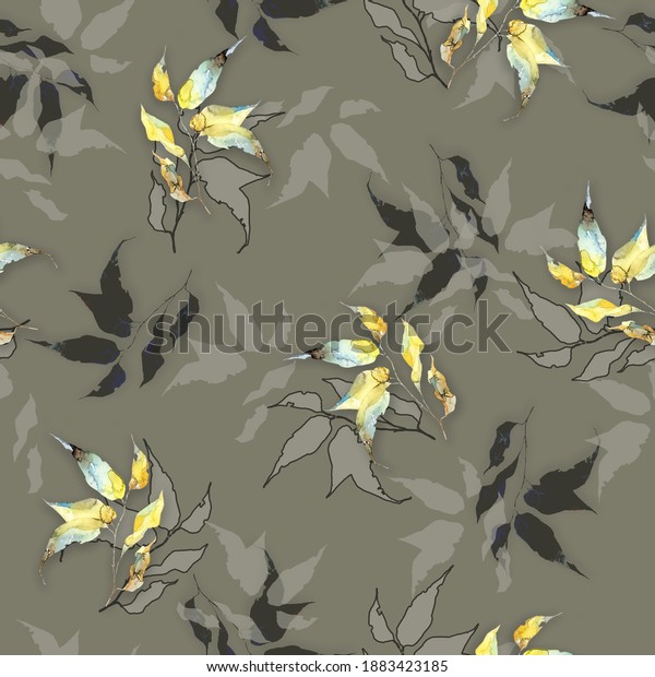 watercolor Leaf All Over Pattern\
