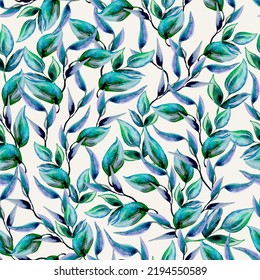 Watercolor leaf pattern.Seamless pattern can be used for wallpaper,pattern fills,web page background,surface textures