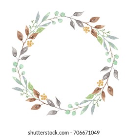 Watercolor Leaves Wreath Leaf Hand Painted Woodland Garland
