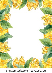 Watercolor Lemon Border That Is Suitable For Bridal Shower Invitation, Greeting Card, Social Media And Other Designs.