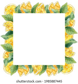 Watercolor Lemon Border That Is Suitable For Bridal Shower Invitation, Greeting Card, Social Media And Other Designs.