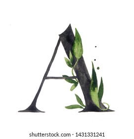 Watercolor Letters Leaves Decorations Stock Illustration 1431331241