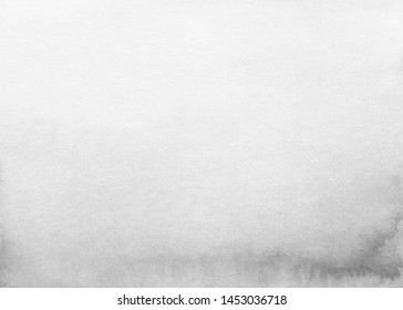 Watercolor light gray gradient background texture. Aquarelle abstract old monochrome ombre backdrop. White and black watercolour template for design. Grey stains on paper.