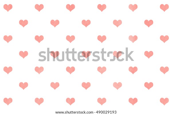 Watercolor Light Pink Hearts On White Stock Illustration 490029193