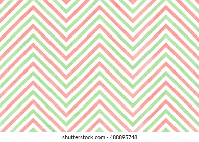 Watercolor Light Pink And Mint Green Stripes Background, Chevron. Watercolor Geometric Pattern