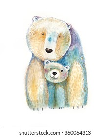 Watercolor Mama Bear Cute