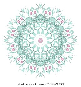 Watercolor Mandala On White Background