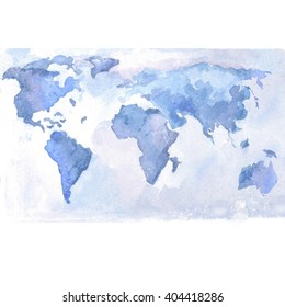 Watercolor Map Of The World