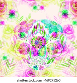 Floral Skull Pattern Hd Stock Images Shutterstock