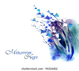 Watercolor   Midsummer  night  