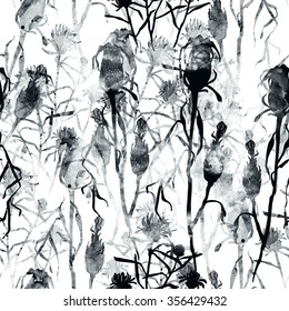 watercolor monochrome imprints dry herbs   flowers    hand drawn seamless pattern    digital mixed media artwork for textiles  fabrics  souvenirs  packaging  greeting cards   scrapbooking
