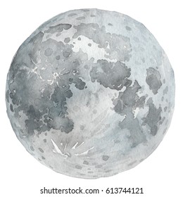 Watercolor Moon And Craters