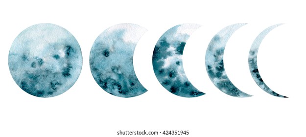 Watercolor Moon Phases