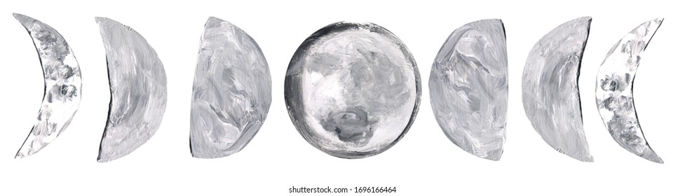 Watercolor Moon Phases Hand Painted Watercolors Stock Illustration