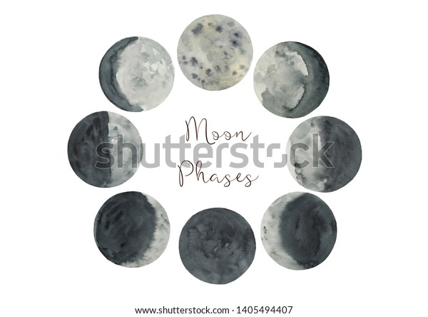 Watercolor\
Moon Phases Illustration, moon Phases\
Clipart