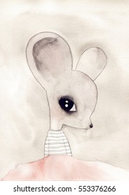 Watercolor Mouse Drawing