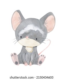 Watercolor Mouse Illustration For Kids