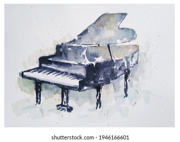 Watercolor musical instruments - Piano