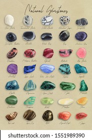 Watercolor Natural Gemstones vintage Poster