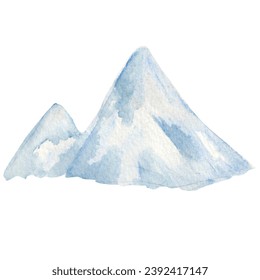 Watercolor nature illustration, snow mountains isolated on white background. For various products, winter, cards and decor etc. - Powered by Shutterstock