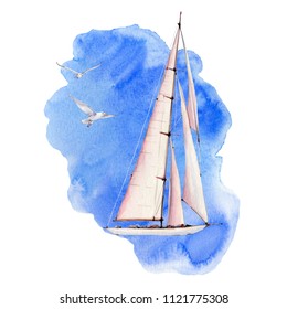 Watercolor Nautical set. Watercolor isolated.