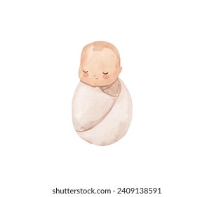 Watercolor newborn baby illustration for kids - Powered by Shutterstock