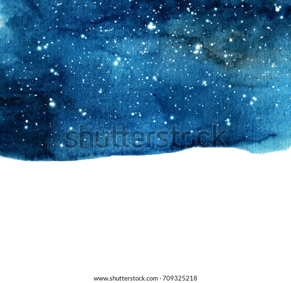 星の付いた水彩の夜空の背景 テキスト用のスペースを持つ宇宙レイアウト のイラスト素材